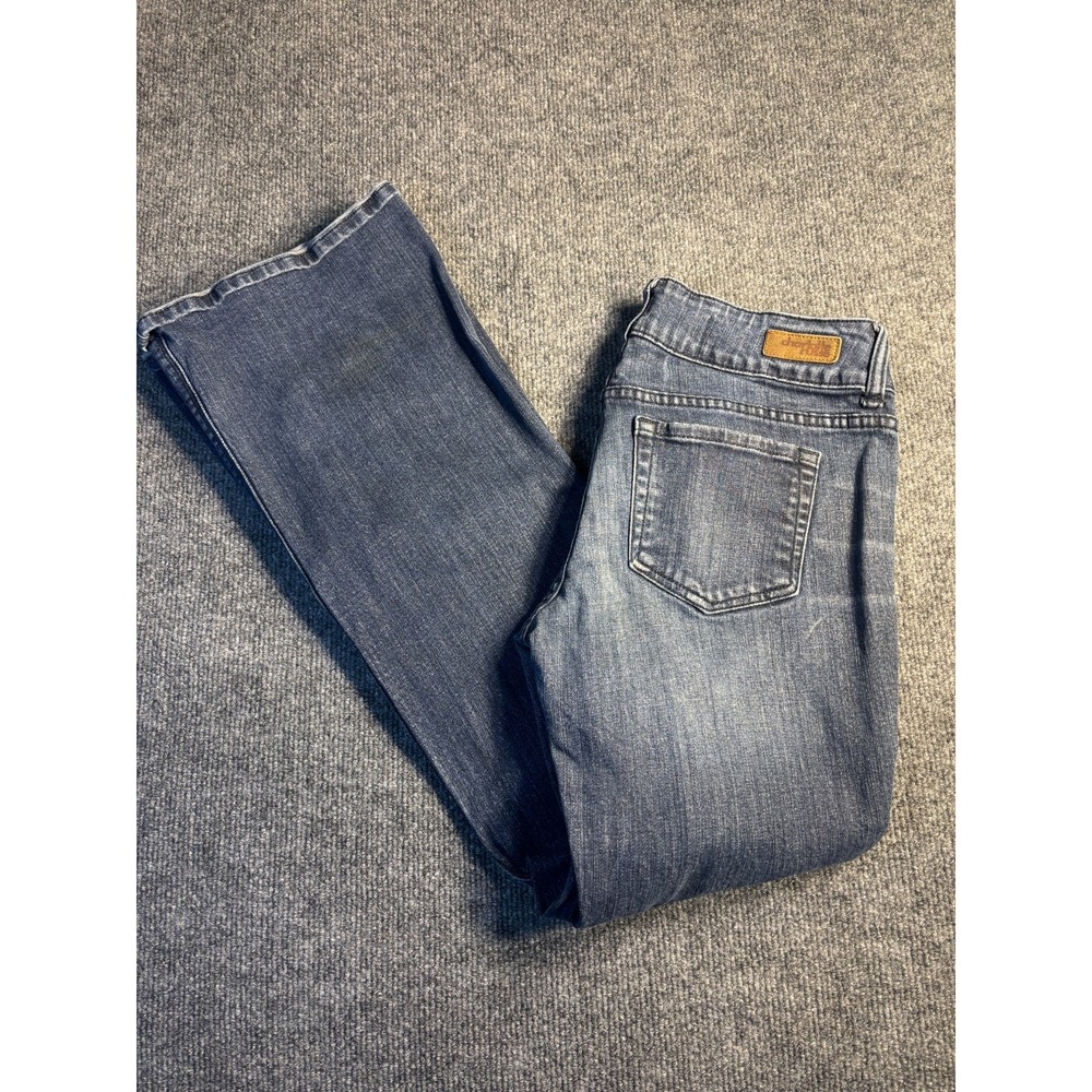 Charlotte Russe Flare Jeans Womens 6R Blue Denim Stretch Faded Whiskered Low Ris